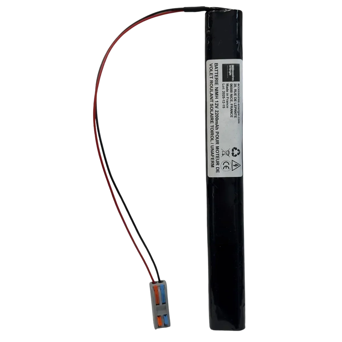 Batterie NiMH 12V 2200mAh pour moteur de volet roulant solaire TOIROL / UNAFERM – Sans connecteur Accessoires Energie