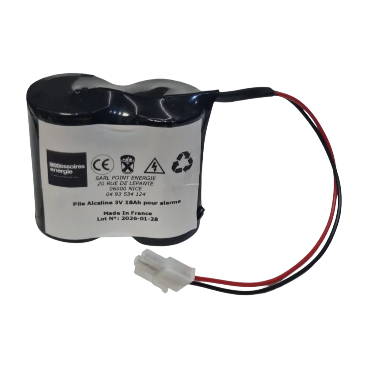 Pile Alcaline 3V 18Ah pour alarme Accessoires Energie