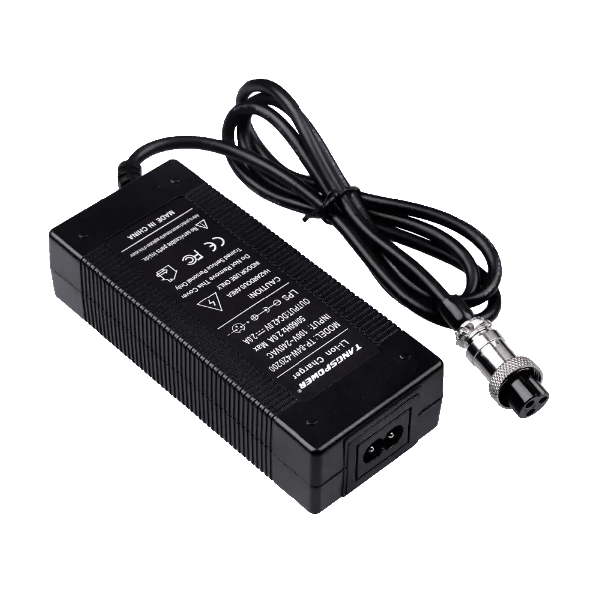 Chargeur de batterie au lithium 42V 2A avec connecteur 3P GX16 écrou