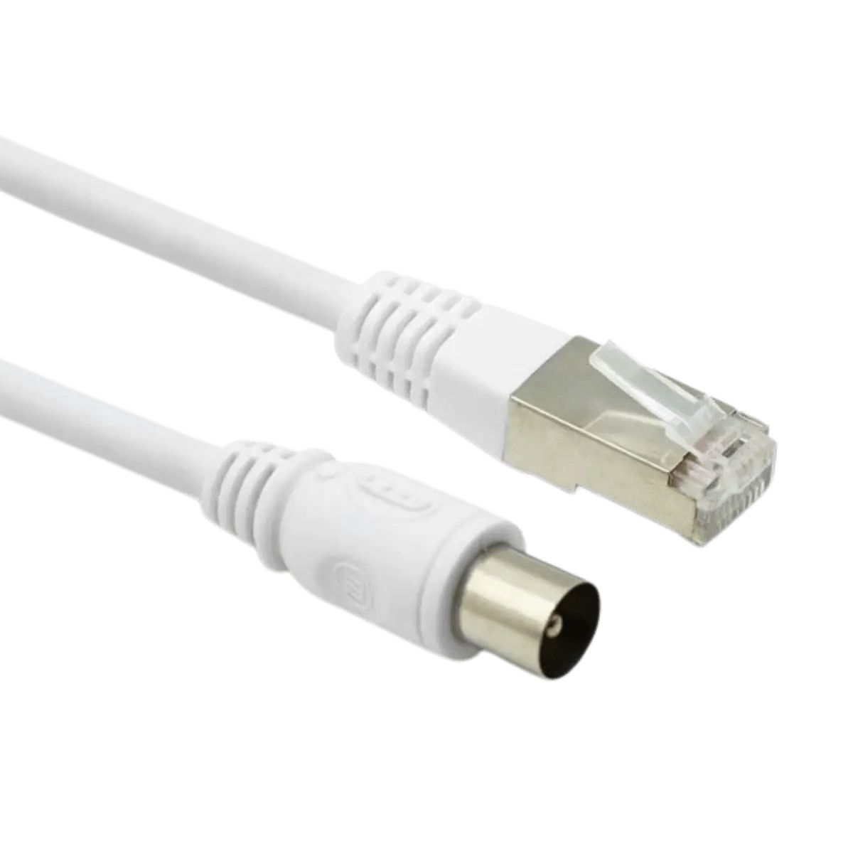 Câble coaxial - Supplémentaire : signal TV et internet, Connexion 1 : IEC  mâle, Connexion 2 : RJ45 mâle, Blindage : double, Plaqué or : Non.