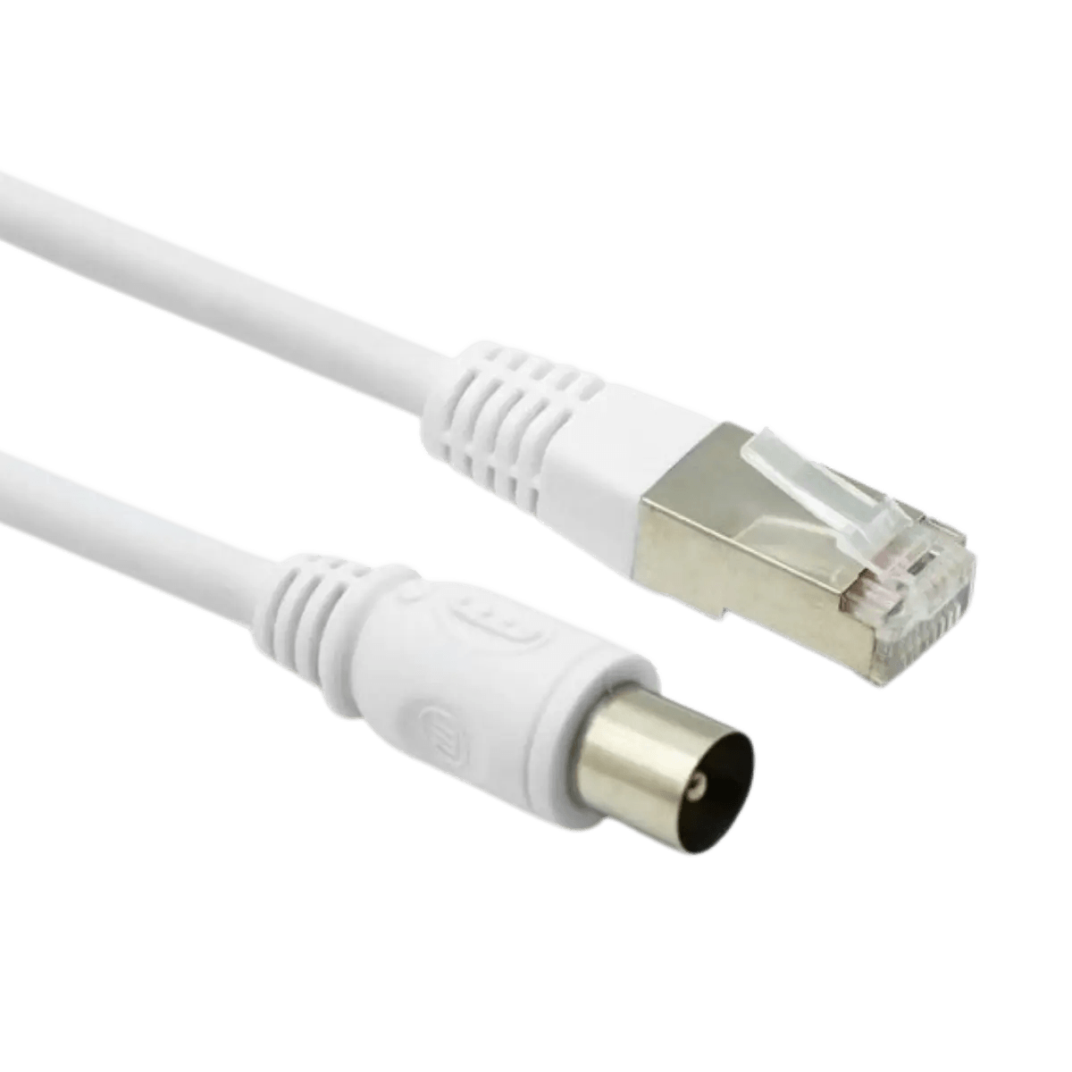Câble TV coaxial et Ethernet mâle/mâle RJ45 - 2M- blanc