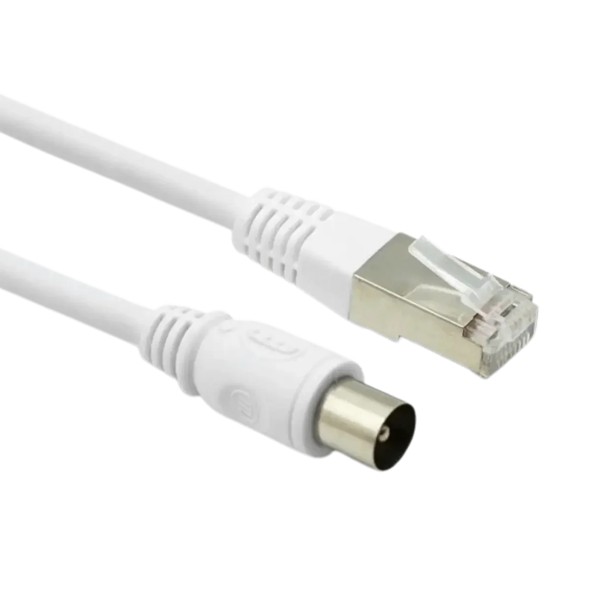 Câble TV coaxial et Ethernet mâle/mâle RJ45 - 2M- blanc