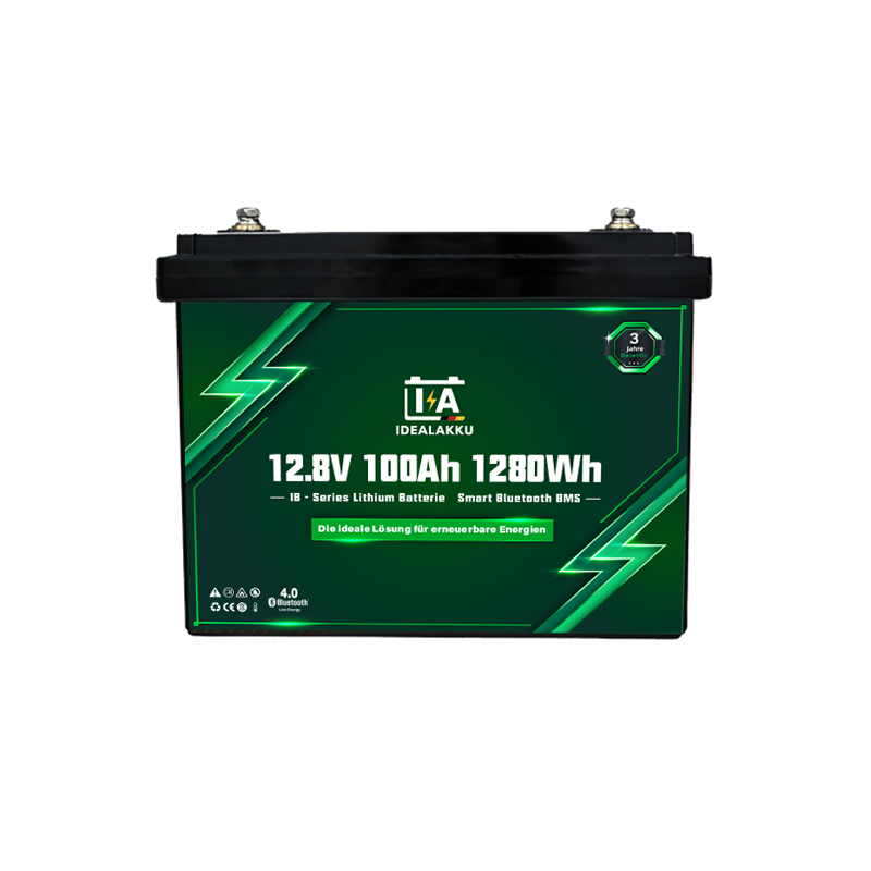 Batterie Lithium LiFePO4 12.8V 100Ah IDEALAKKU IB-12-100 Bluetooth BMS intégré