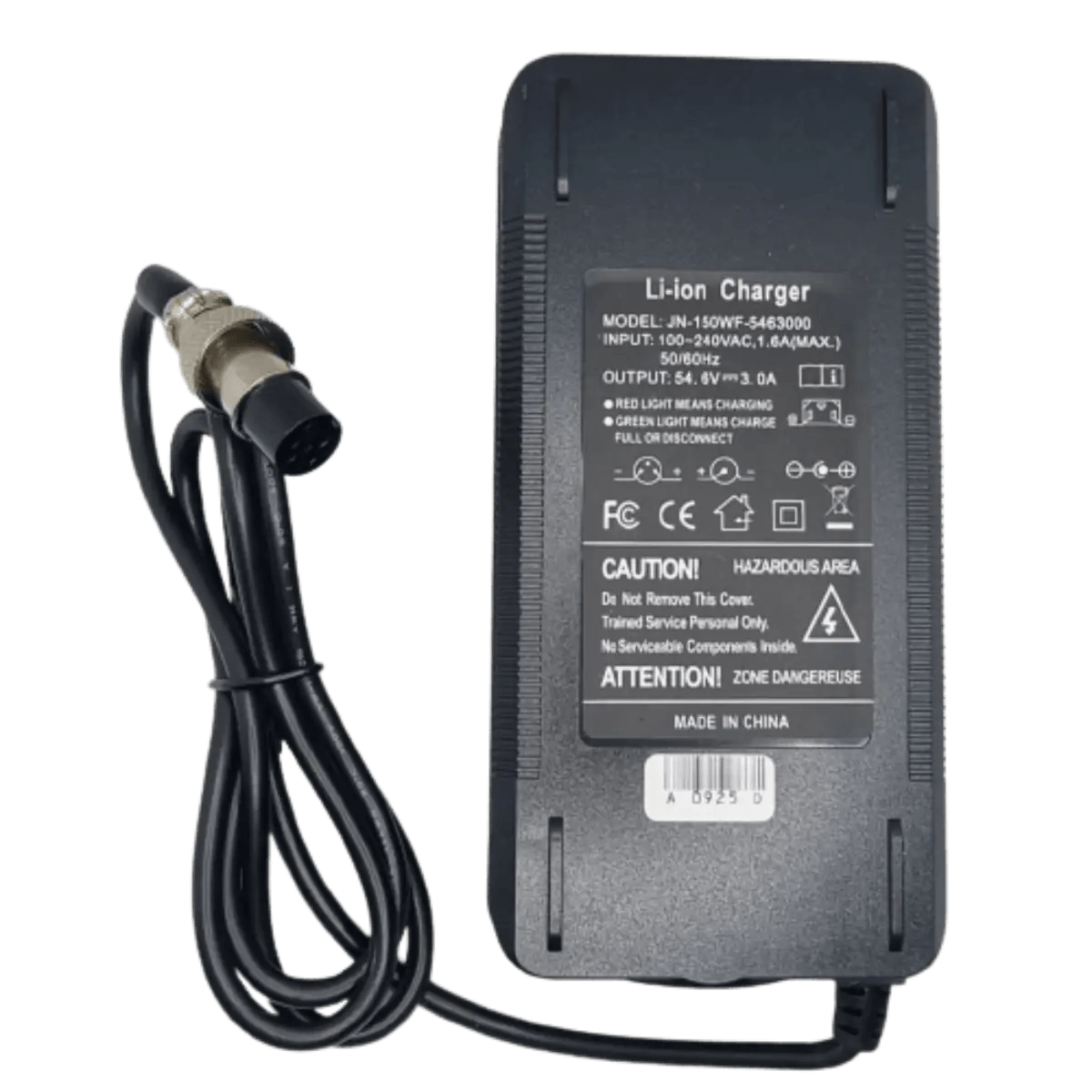 Chargeur 54.6v 3A Li-ion XLR 3 Pins Ecrou