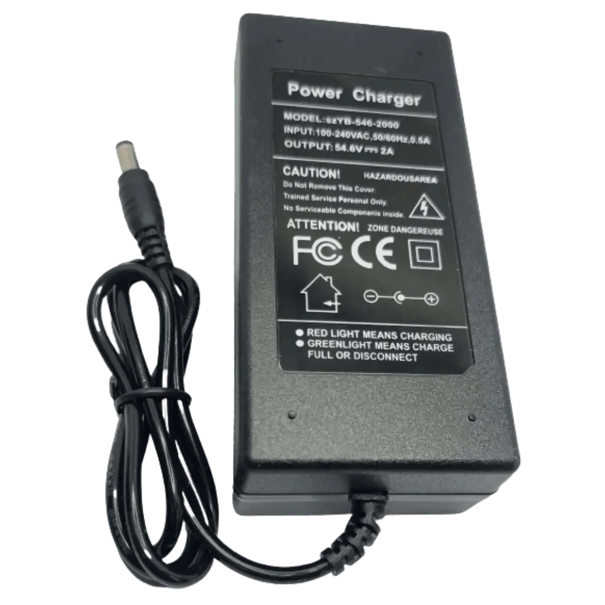 Chargeur 54.6v 2A Connecteur rond 5.5 x 2.5mm