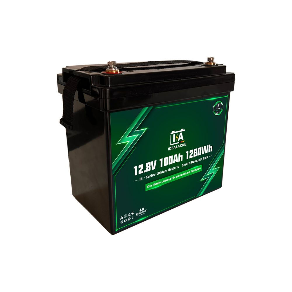 Batterie Lithium LiFePO4 12.8V 100Ah IDEALAKKU IB-12-100-MINI Bluetooth – Remplacement AGM GEL