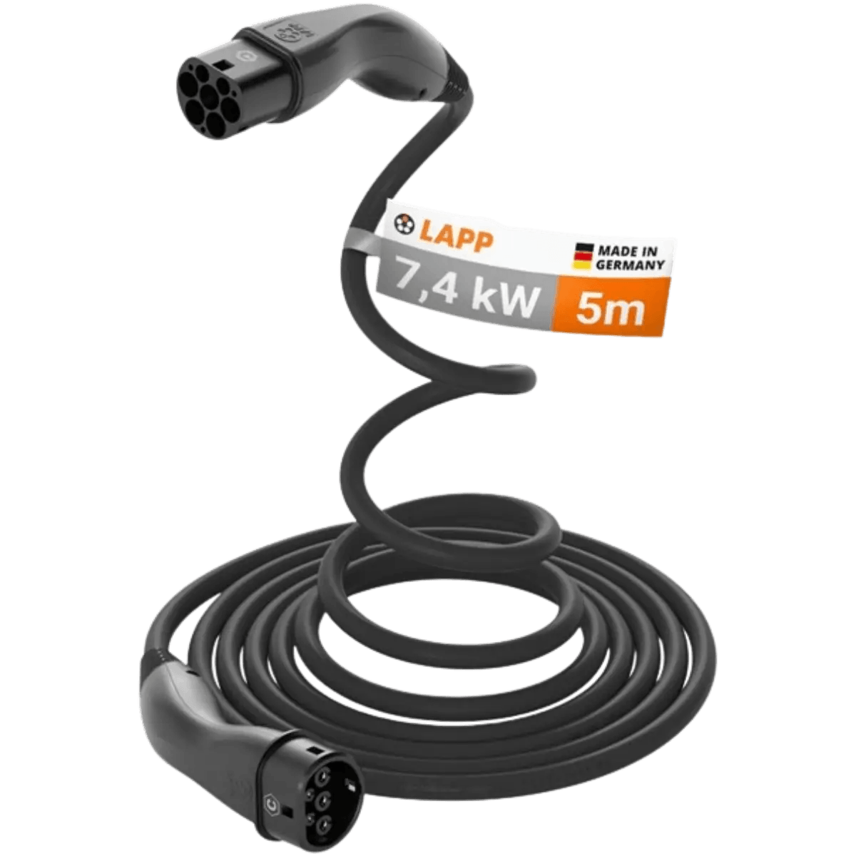 Câble de recharge Helix pour voiture électrique - Type 2 - 7.4KW - 5M