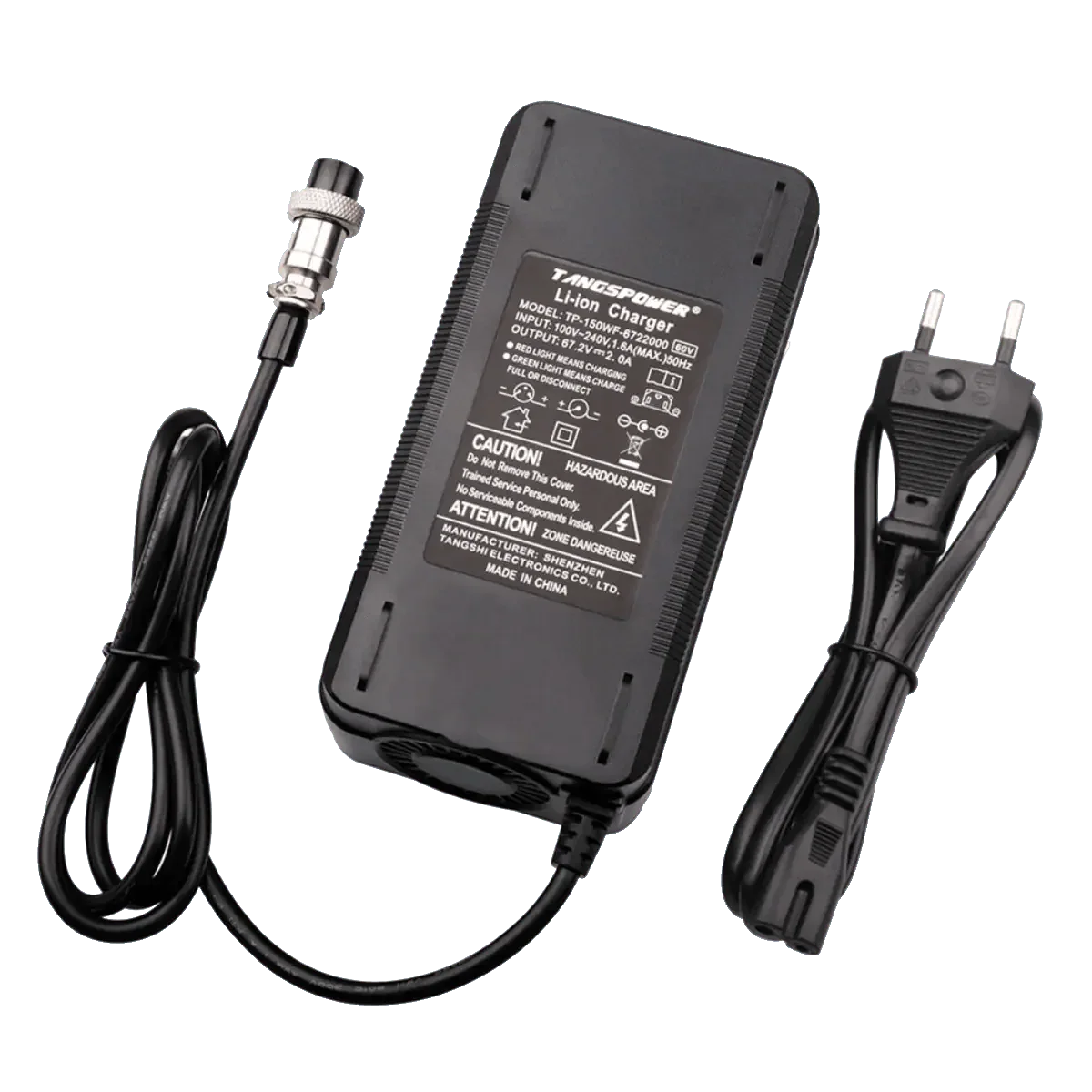 Chargeur 67.2v 2A Connecteur XLR écrou 3 contact