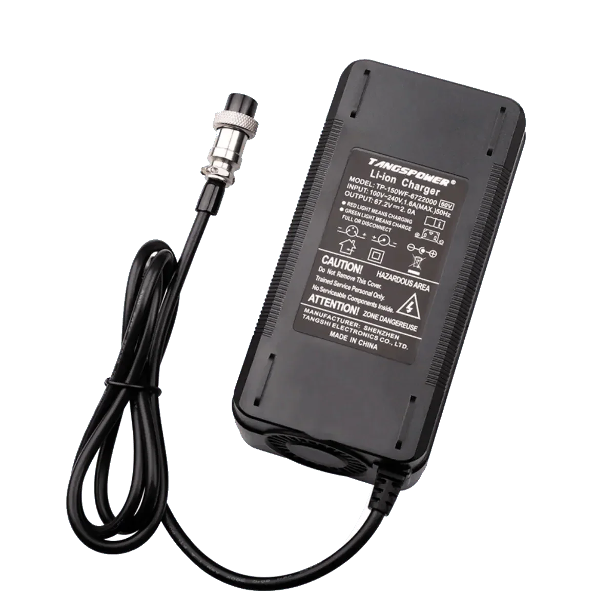 Chargeur 67.2v 2A Connecteur XLR écrou 3 contact