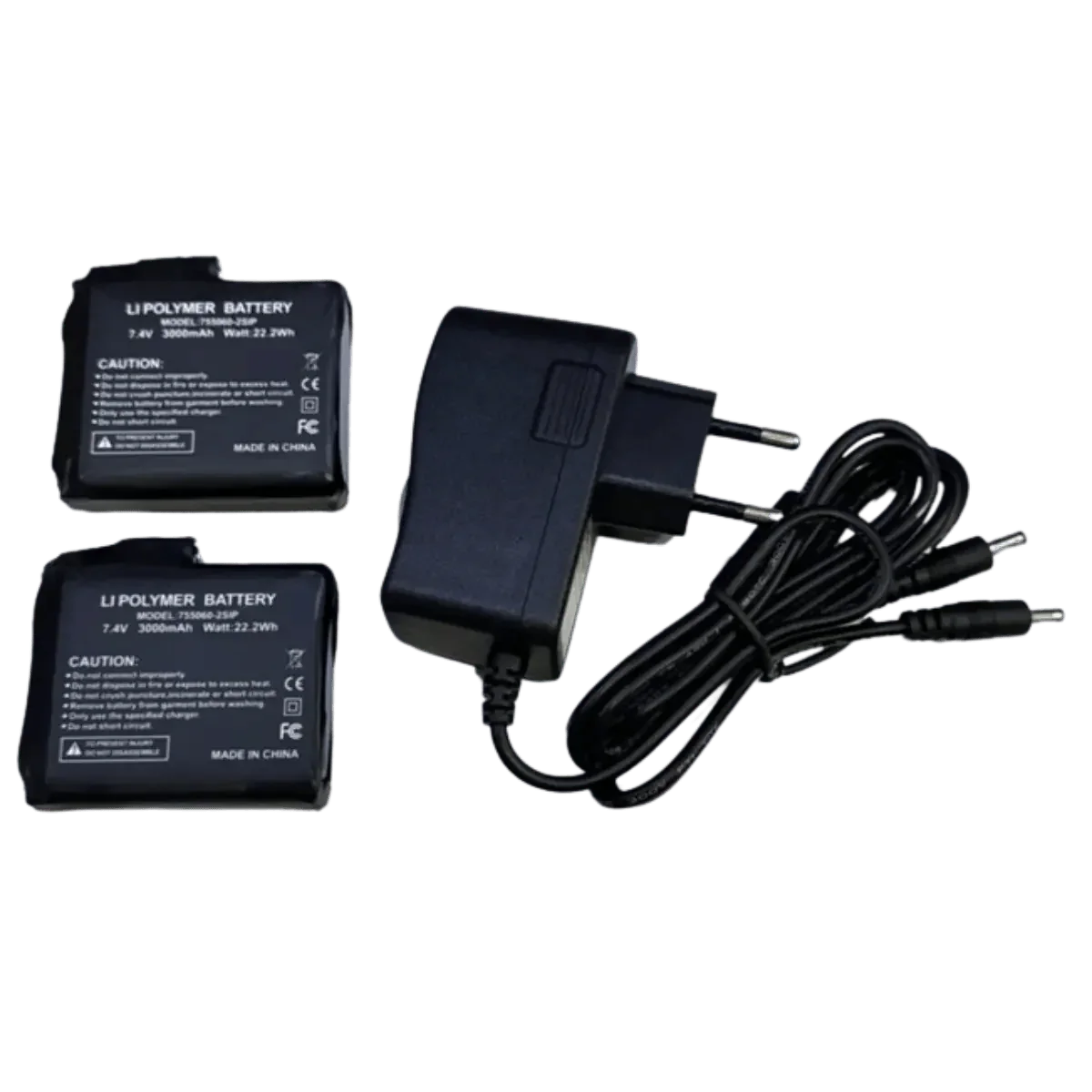 2 Batteries + chargeur gants chauffants - Li-Po - 7.4V - 3000mAh