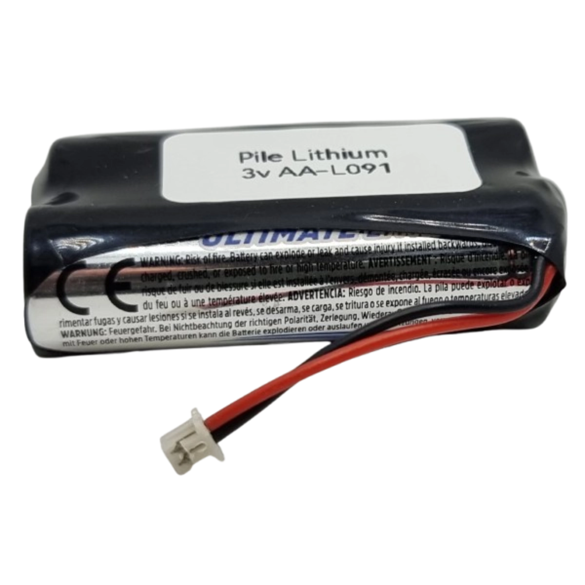 Pack pile lithium 3V 2xAA avec connecteur – Batterie alarme AA-L091 3000mAh