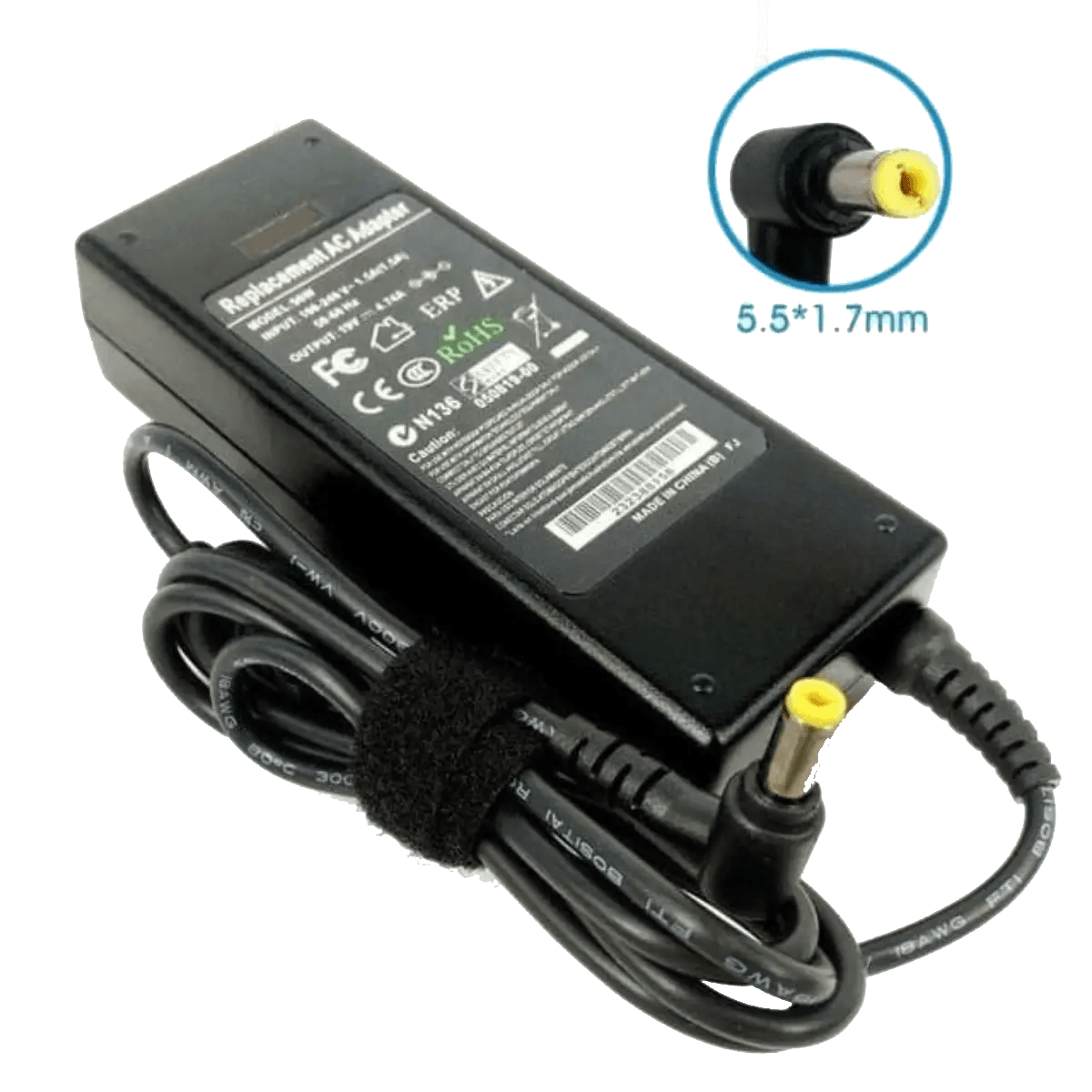 Chargeur pour Pc Acer  19V 90W 4.74A fiche 5.5x1.7mm