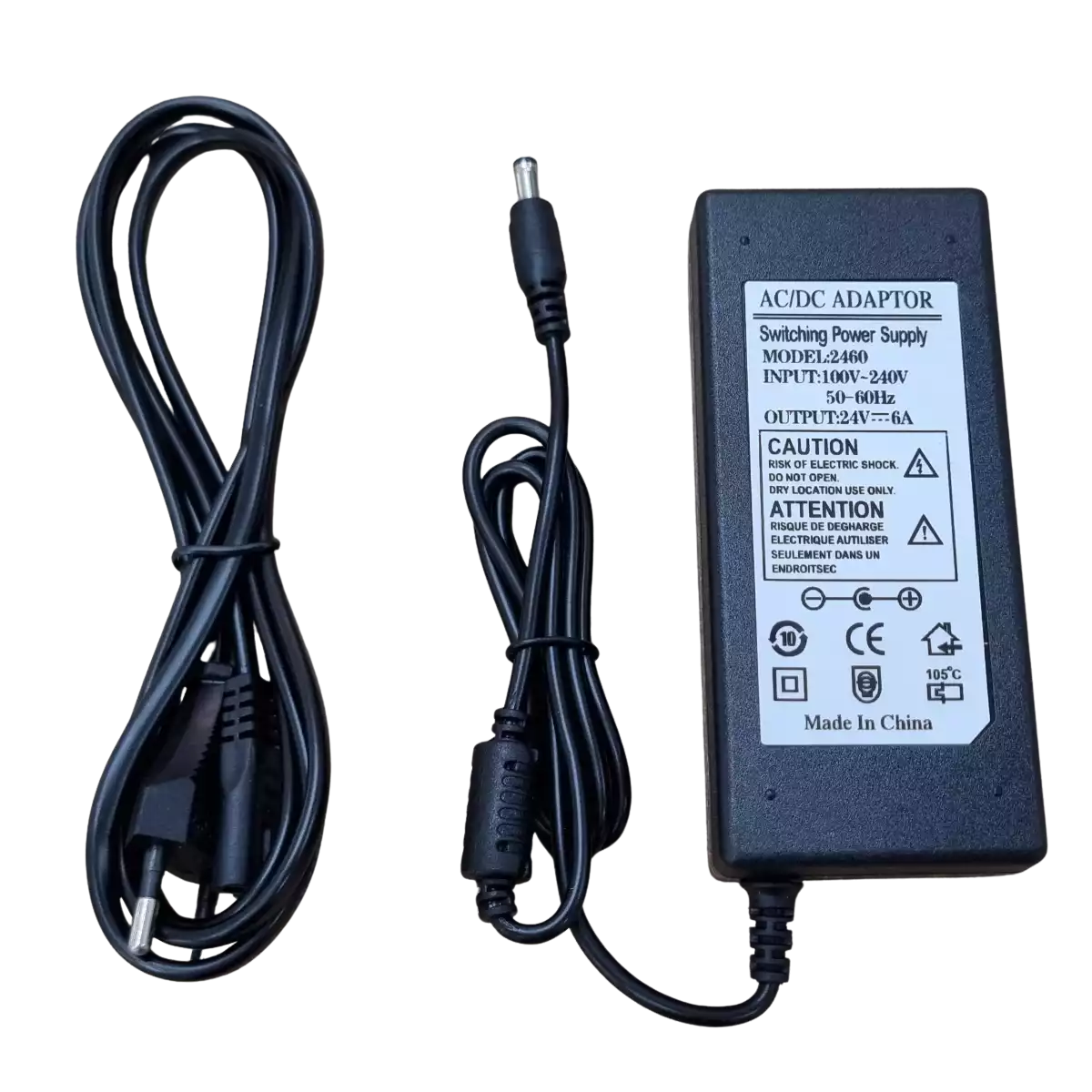 Alimentation 24V 6A 144W fiche 5.5 x 2.5mm centre positif