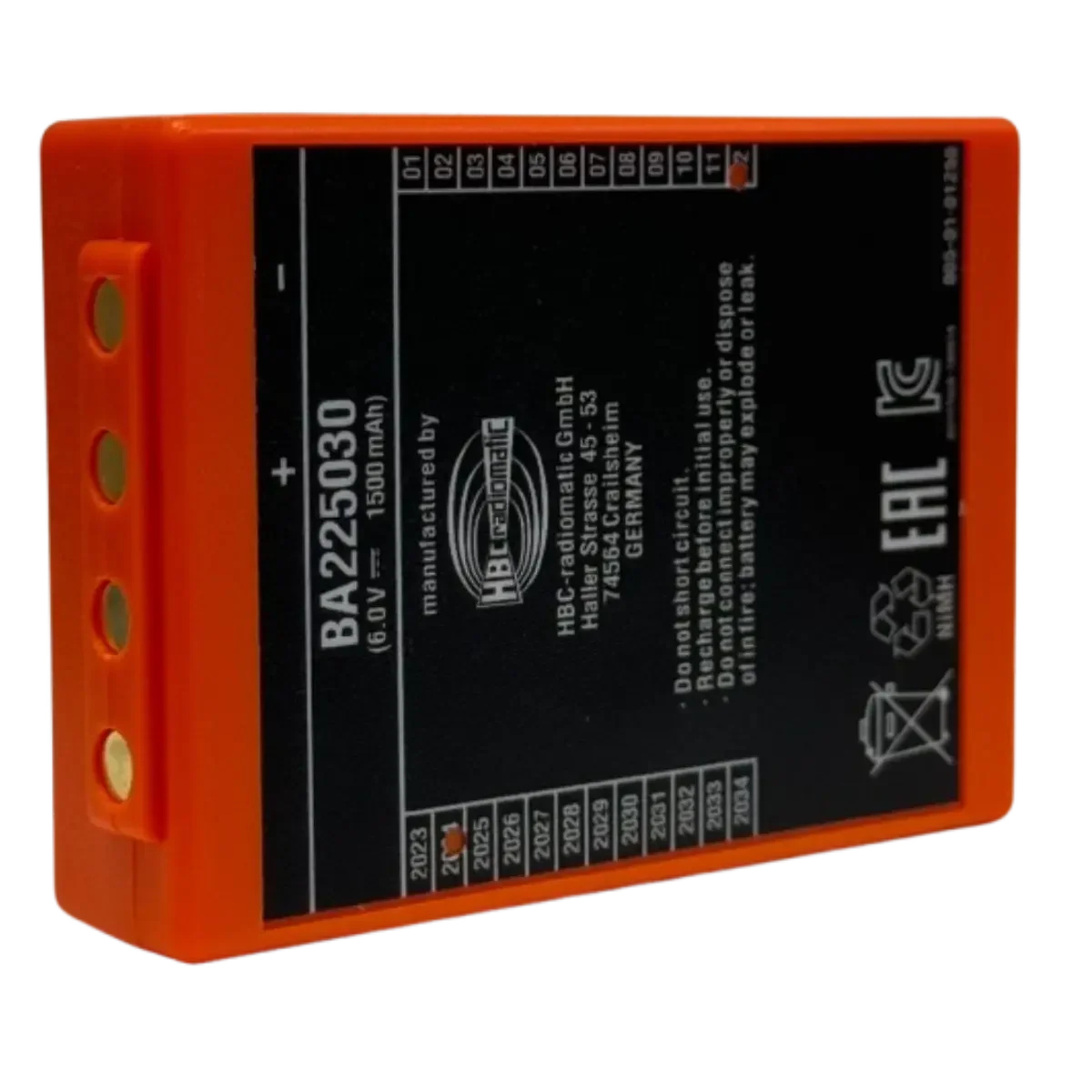 Batterie compatible FUB5AA BA225030 pour télécommande de grue HBC Linus, Spectrum
