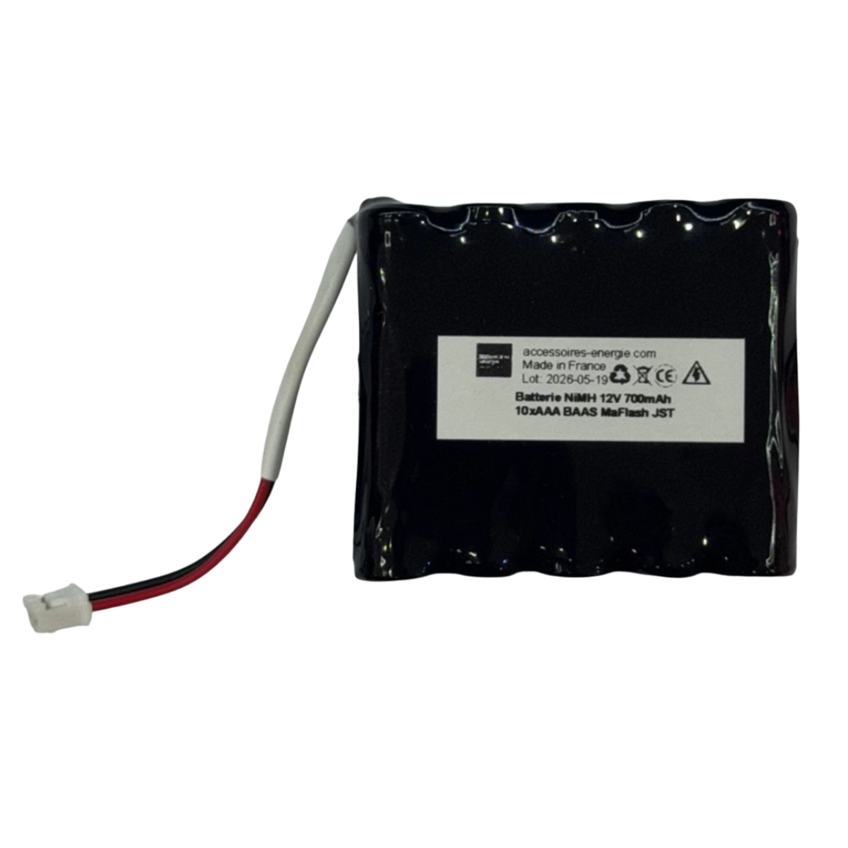 Batterie NiMH 12V 700mAh 10xAAA BAAS MaFlash JST