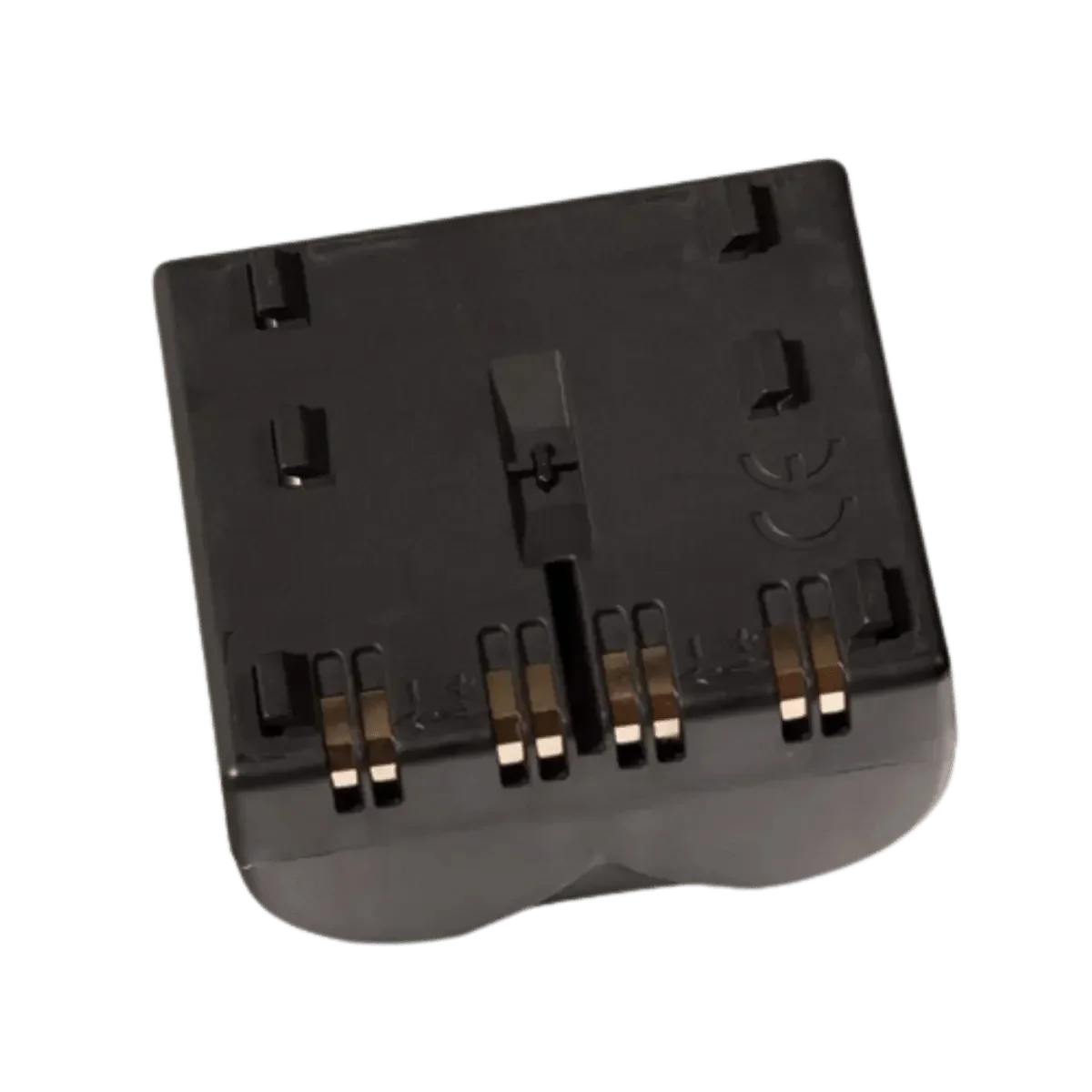 Batterie noire pour aspirateur robot, connecteurs métalliques visibles, accessoire énergie