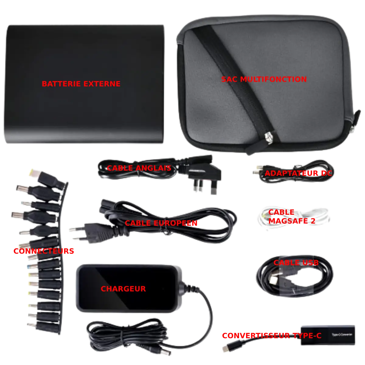 Universeller externer Akku für PC – 5 bis 24 V – 65000 mAh