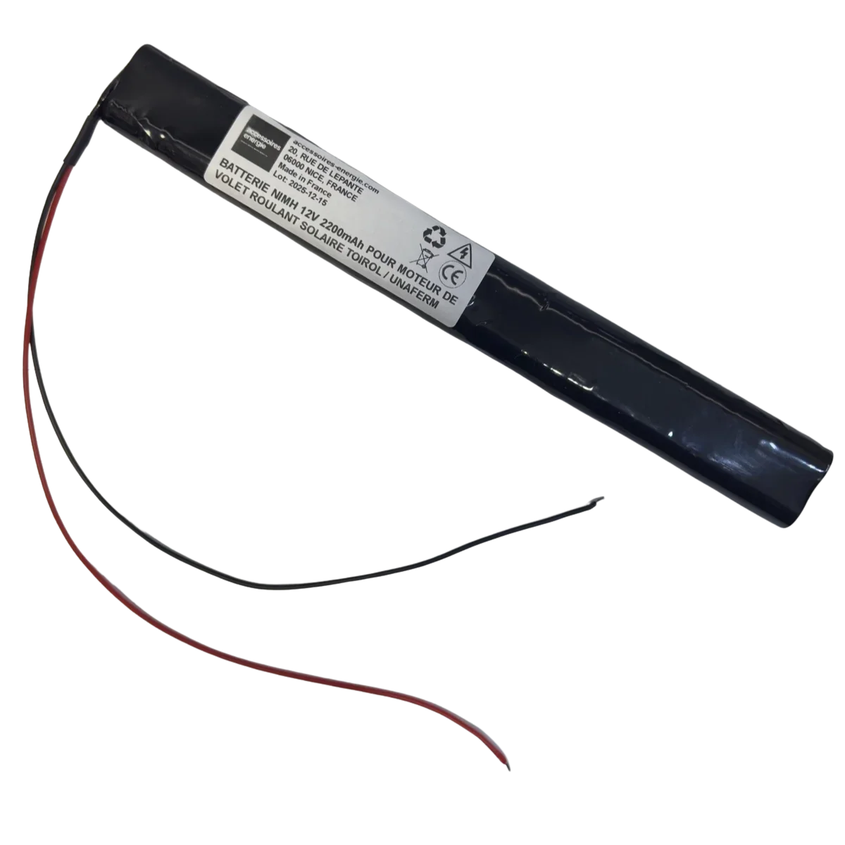BATTERIE NIMH 12V 2200mAh sans connecteur POUR MOTEUR DE VOLET ROULANT SOLAIRE TOIROL / UNAFERM
