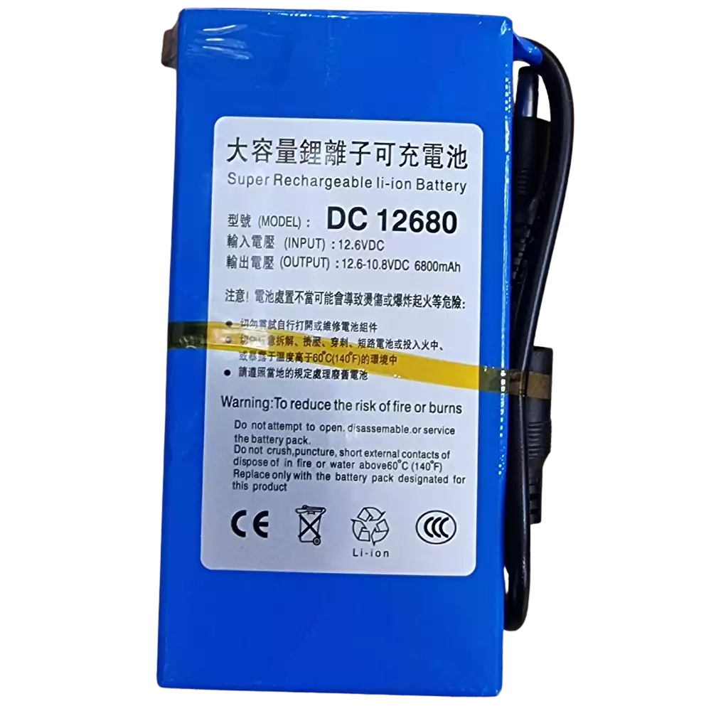 Batterie Li-ion DC12680 – interrupteur ON/OFF et connectique