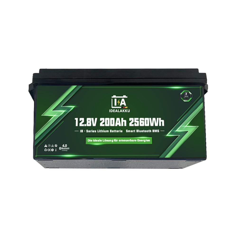 Batterie Lithium LiFePO4 12.8V 200Ah IDEALAKKU IB-12-200 Bluetooth BMS intégré – Remplacement AGM Gel