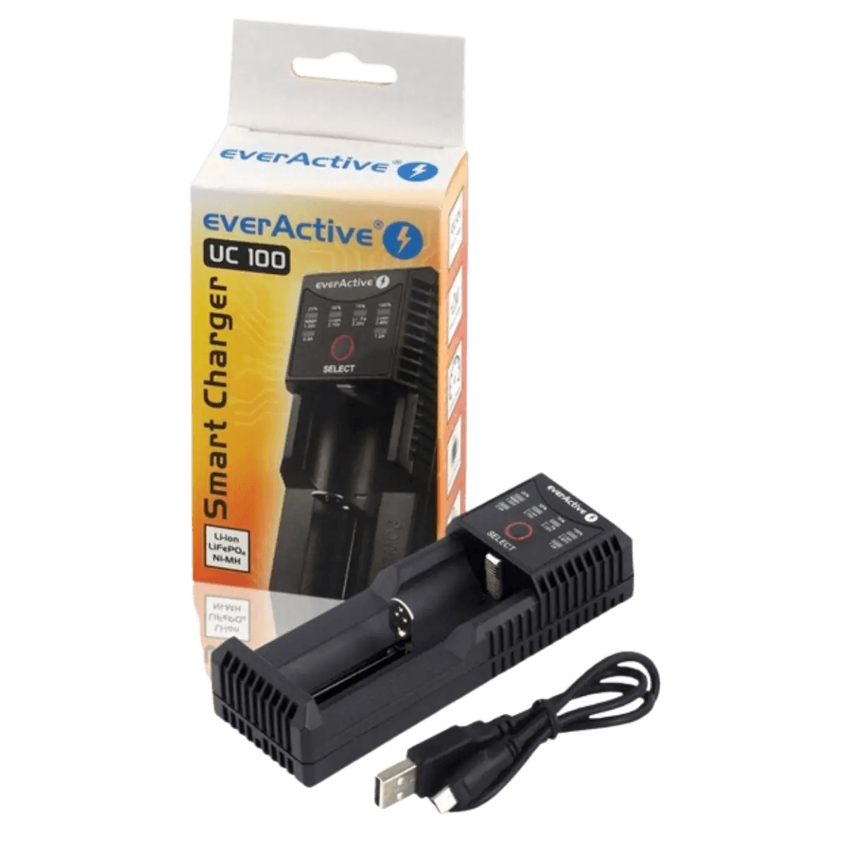 Chargeur pour 1 batterie, Li-Ion, LiFePO4 et Ni-MH