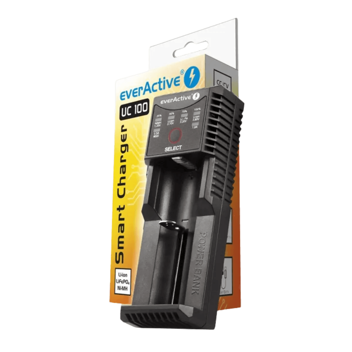 Chargeur pour 1 batterie, Li-Ion, LiFePO4 et Ni-MH