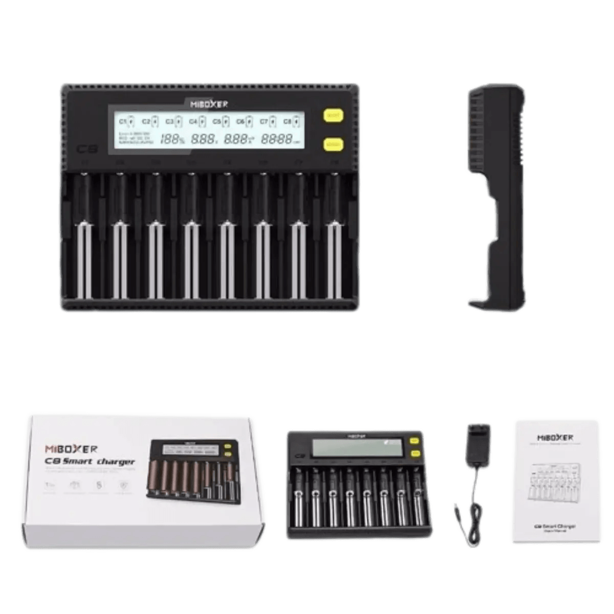 Chargeur de Batterie 8 Emplacements LCD pour Li-ion Lifepo4 Ni-Mh Ni-Cd