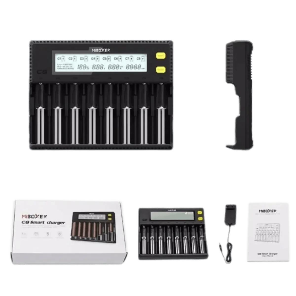 Chargeur de Batterie 8 Emplacements LCD pour Li-ion Lifepo4 Ni-Mh Ni-Cd