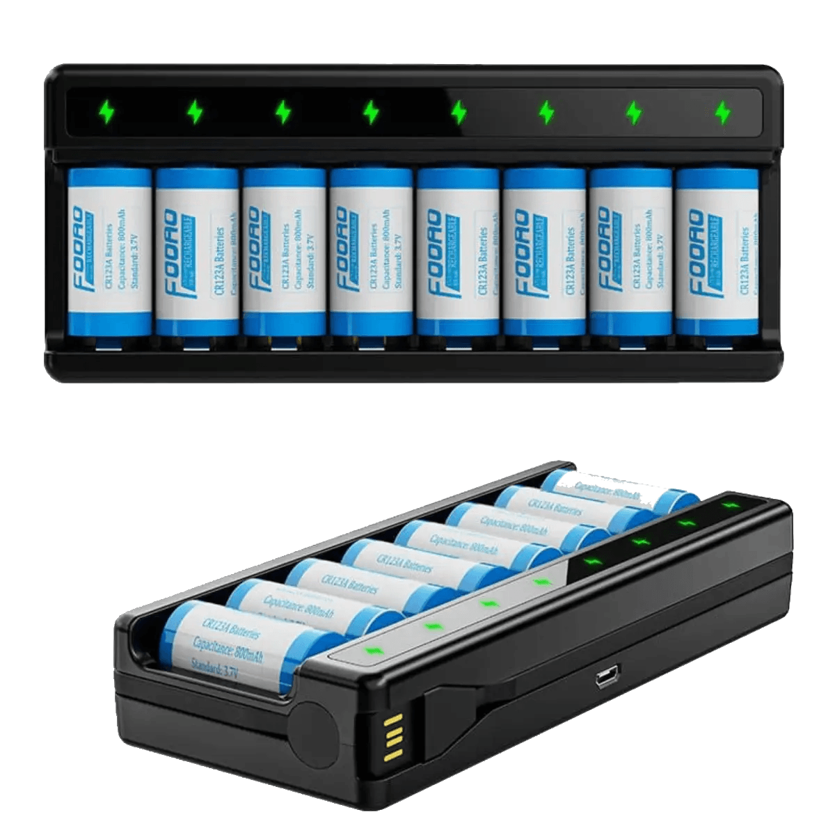 Chargeur avec x8 Batteries CR123A 3.7v