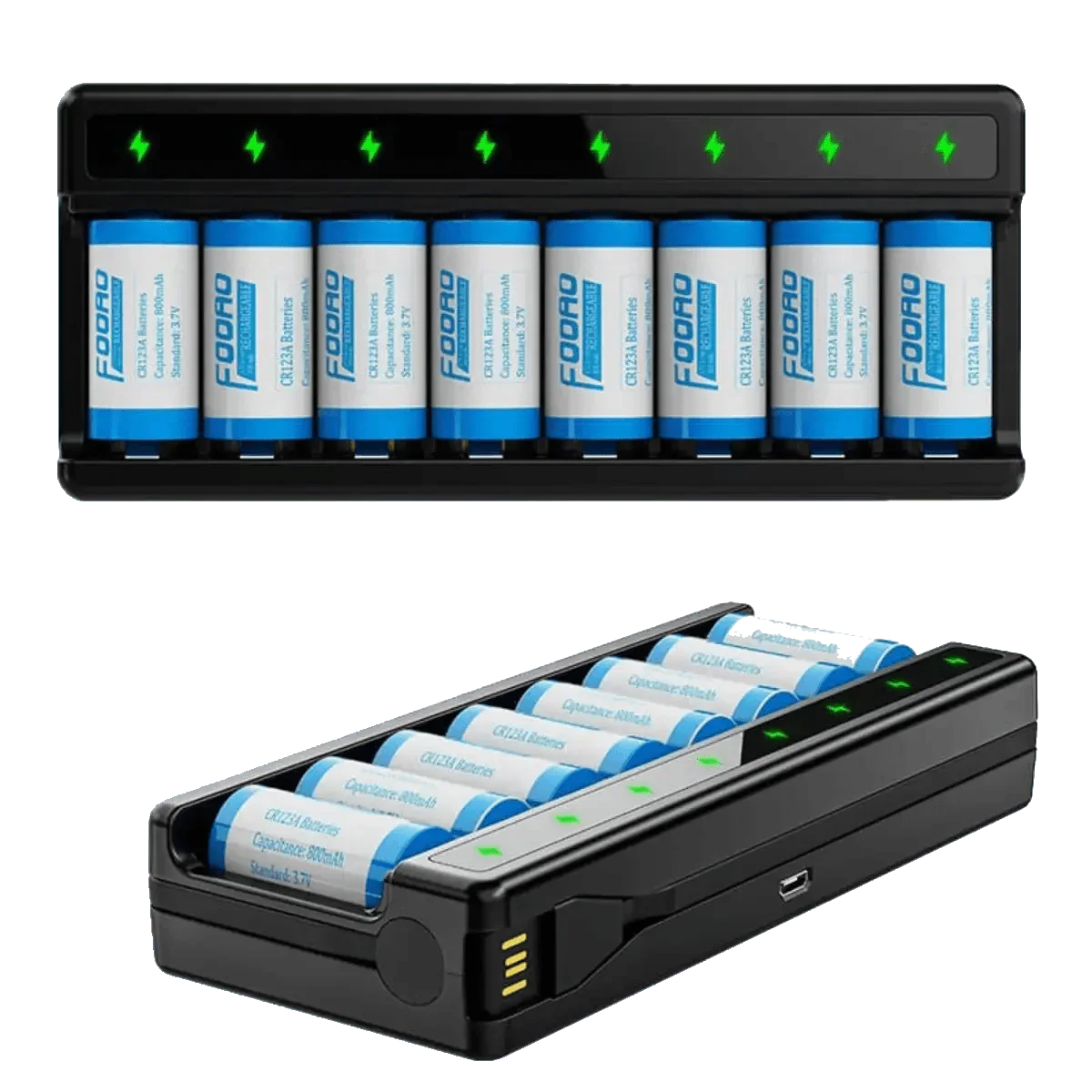 Chargeur avec x8 Batteries CR123A 3.7v