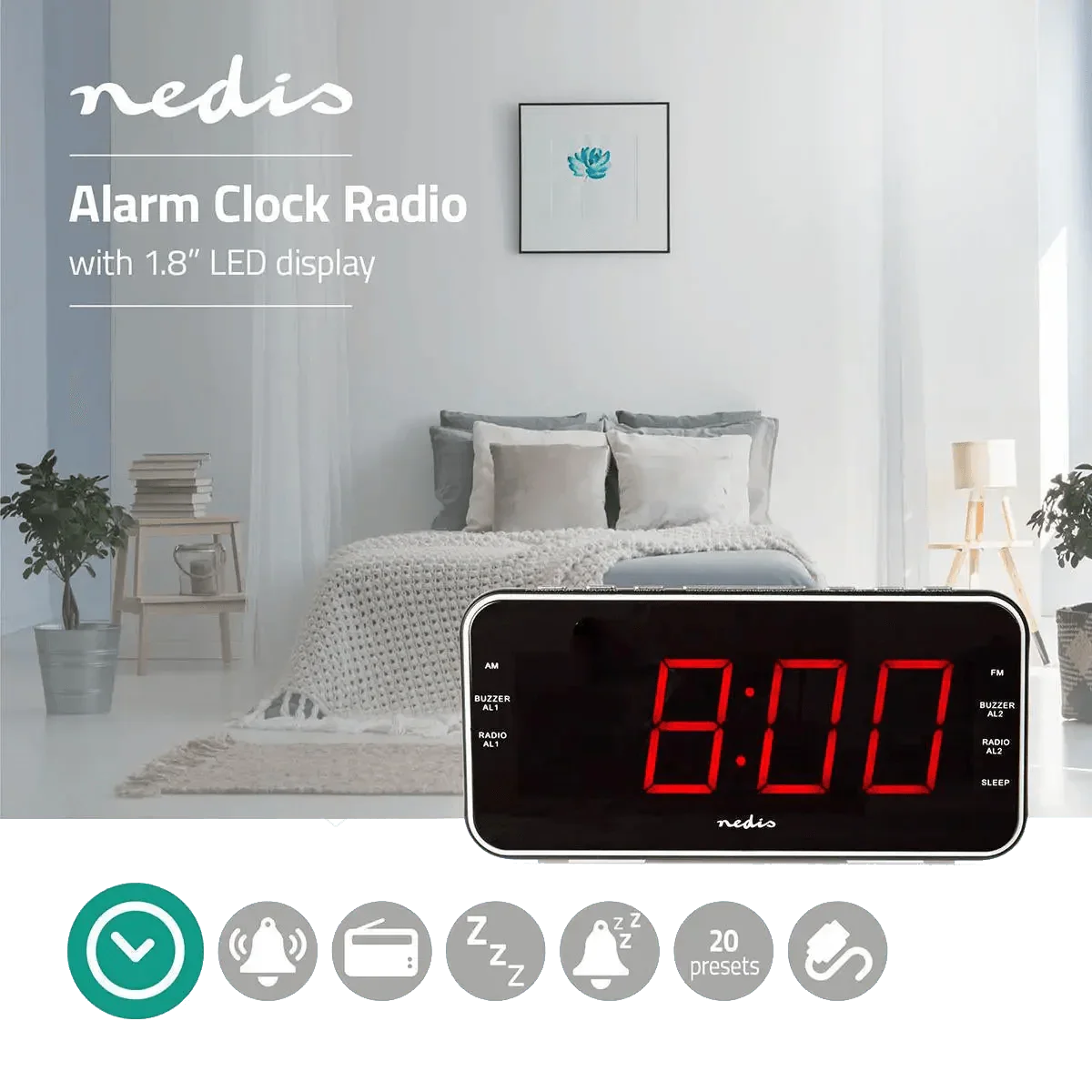 Radio Reveil FM avec alarme numérique