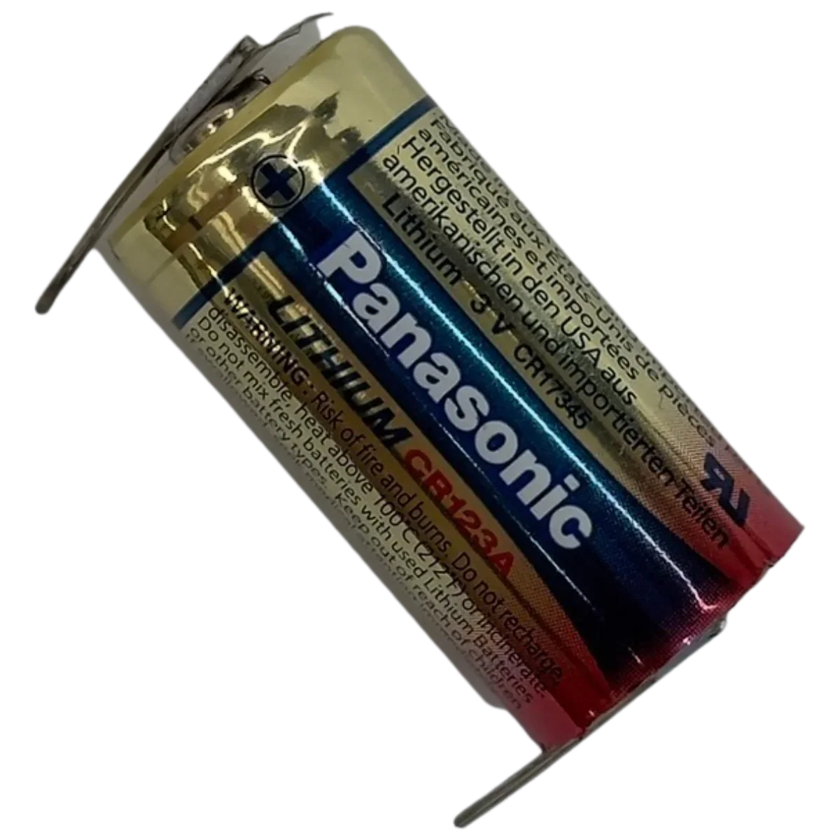 Pile Lithium CR123A 3V Panasonic ou Varta avec languettes à souder Panasonic