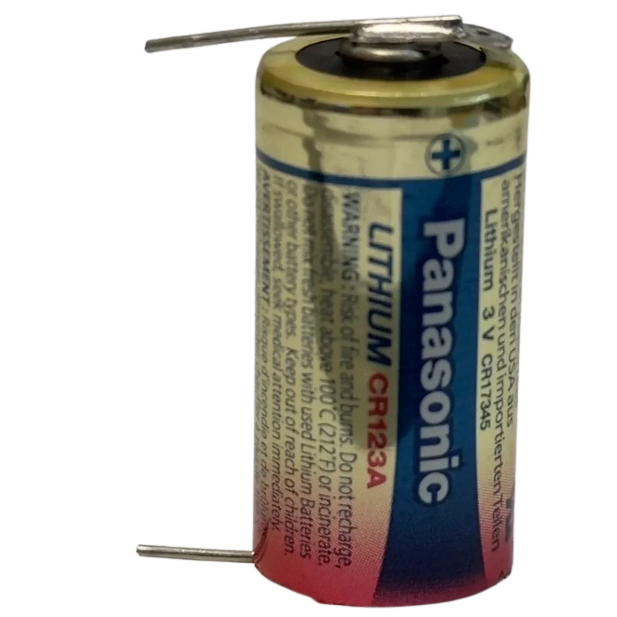 Pile Lithium CR123A 3V Panasonic ou Varta avec languettes à souder Panasonic