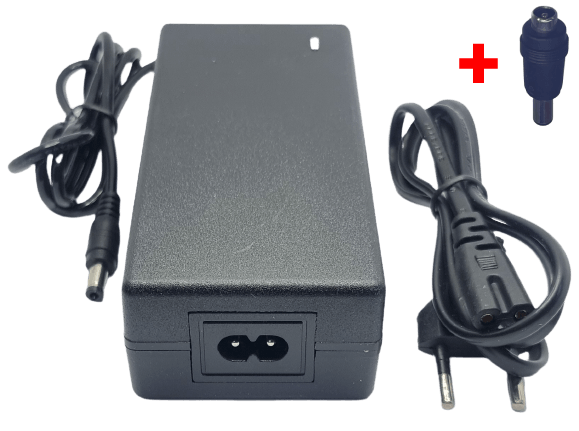 Chargeur 54.6v 1.5A avec adaptateur vers fiche D verte 6.3x0.3mm Accessoires Energie