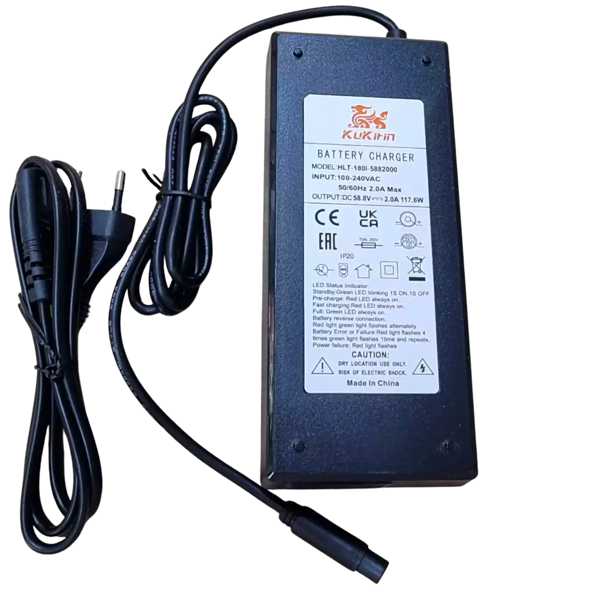 Étiquette chargeur KuKirin 58,8V 2A 117,6W