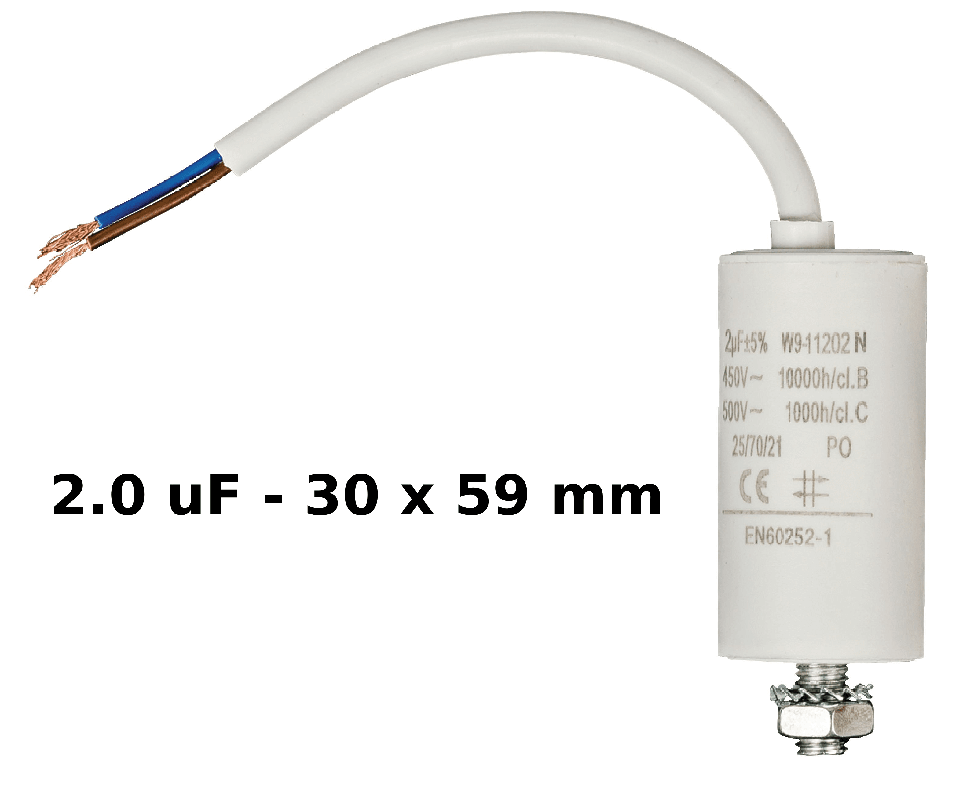 Kondensatoren mit Leitungen 450 V von 2,0 uF bis 60 uF