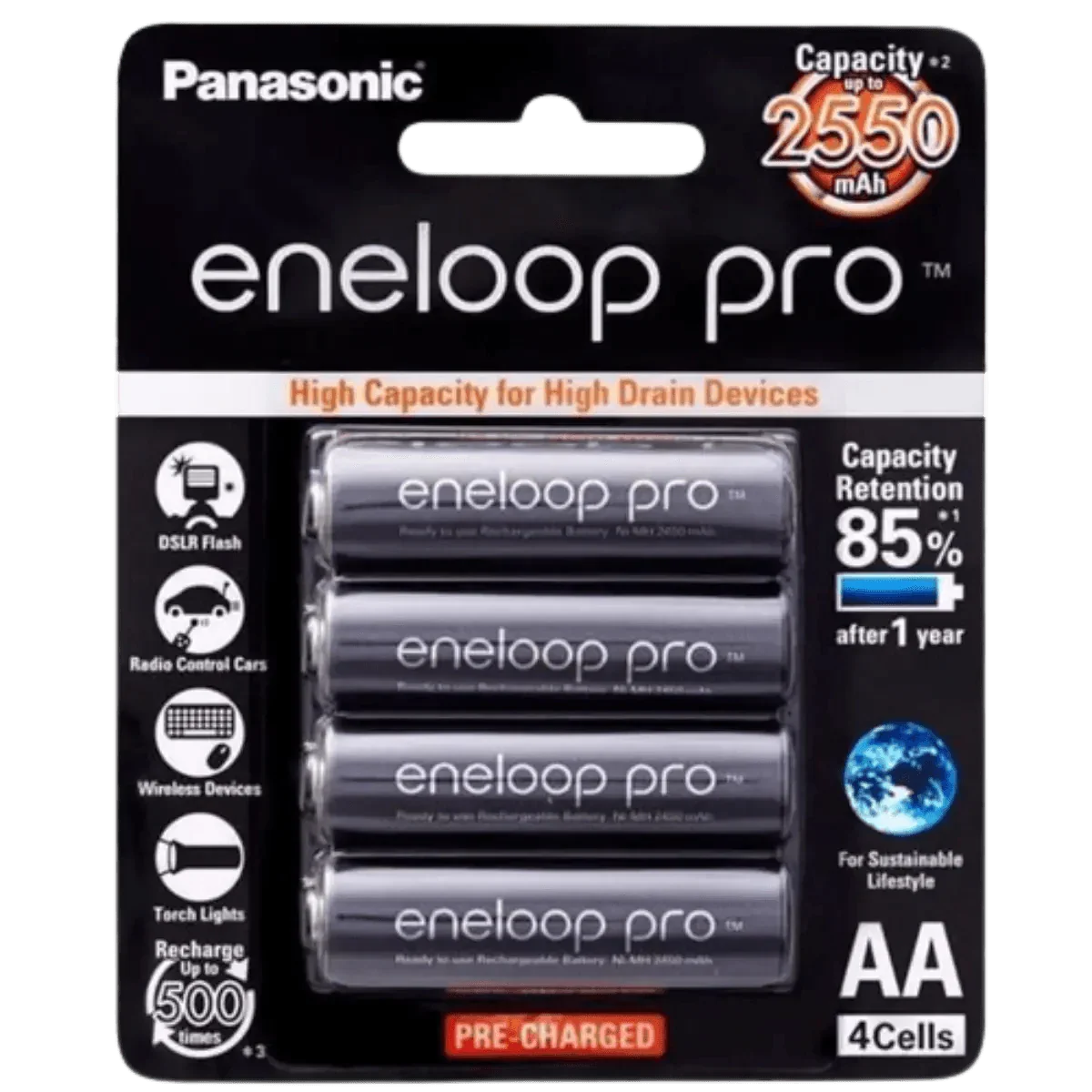 Batteries 4x AA Sanyo Eneloop Pro BK-3HCCE 2550mAh