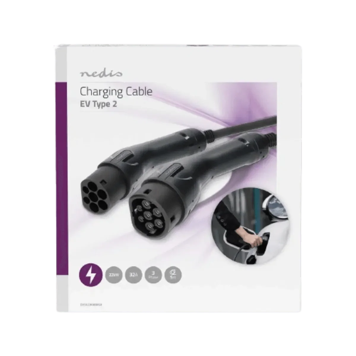 Câble pour véhicule électrique - Type 2 - 32A - 22000W - 3 phases - 5M