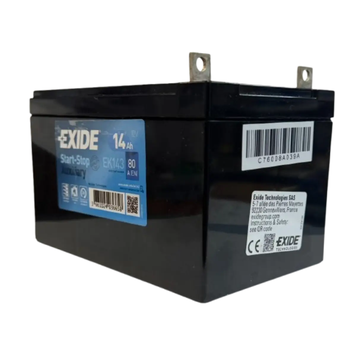 Batterie AGM Exide EK143 12V 14Ah – 80A | Start-Stop auxiliaire pour véhicule