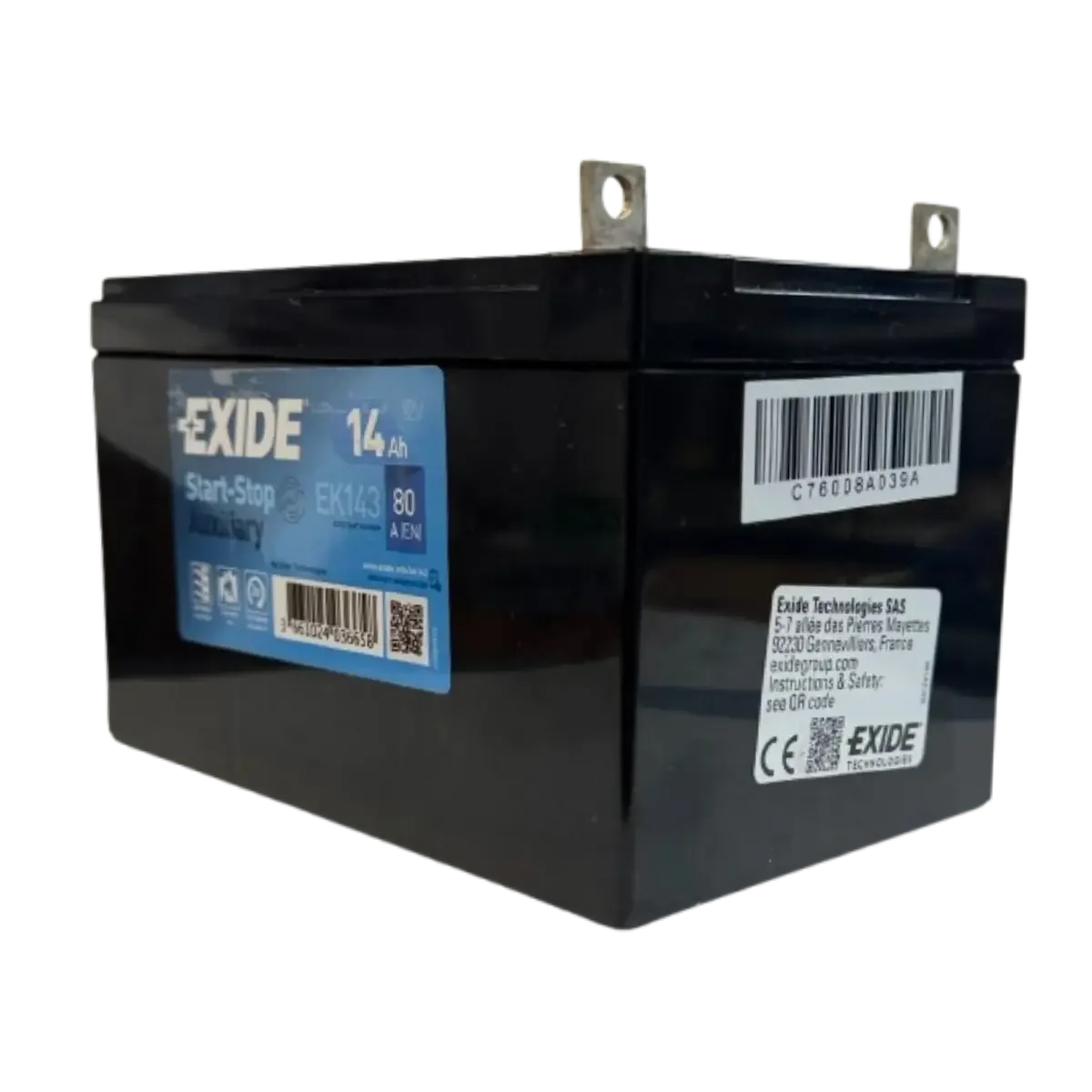 Batterie AGM Exide EK143 12V 14Ah – 80A | Start-Stop auxiliaire pour véhicule