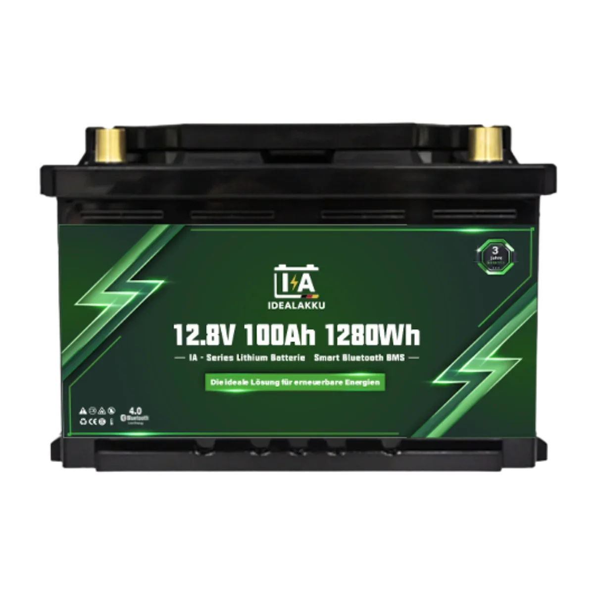 Batterie Lithium LiFePO4 12.8V 100Ah (1280Wh) IDEALAKKU IA-12-100-MINI – Bluetooth & BMS Ultimatron