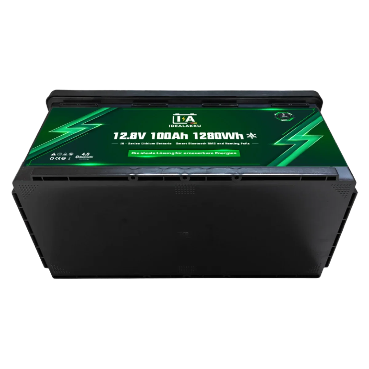 Batterie Lithium LiFePO4 12.8V 100Ah IDEALAKKU IA-12-100H Bluetooth Chauffante Camping-Car Solaire