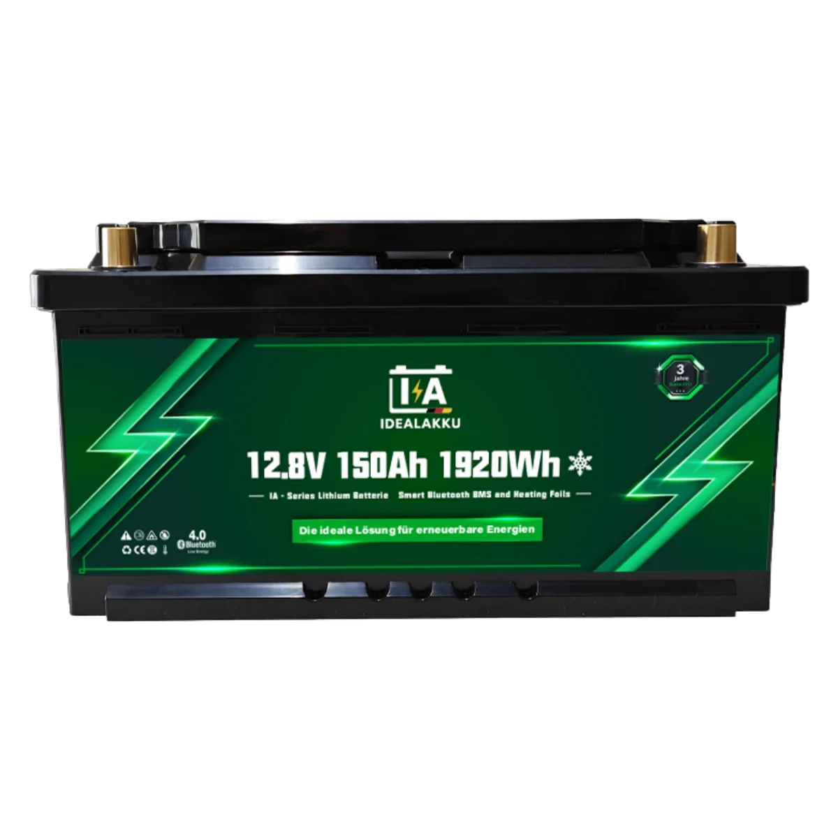 Batterie LiFePO4 12.8V 150Ah (1920Wh) IDEALAKKU IA-12-150H – Chauffage intégré & Bluetooth Ultimatron