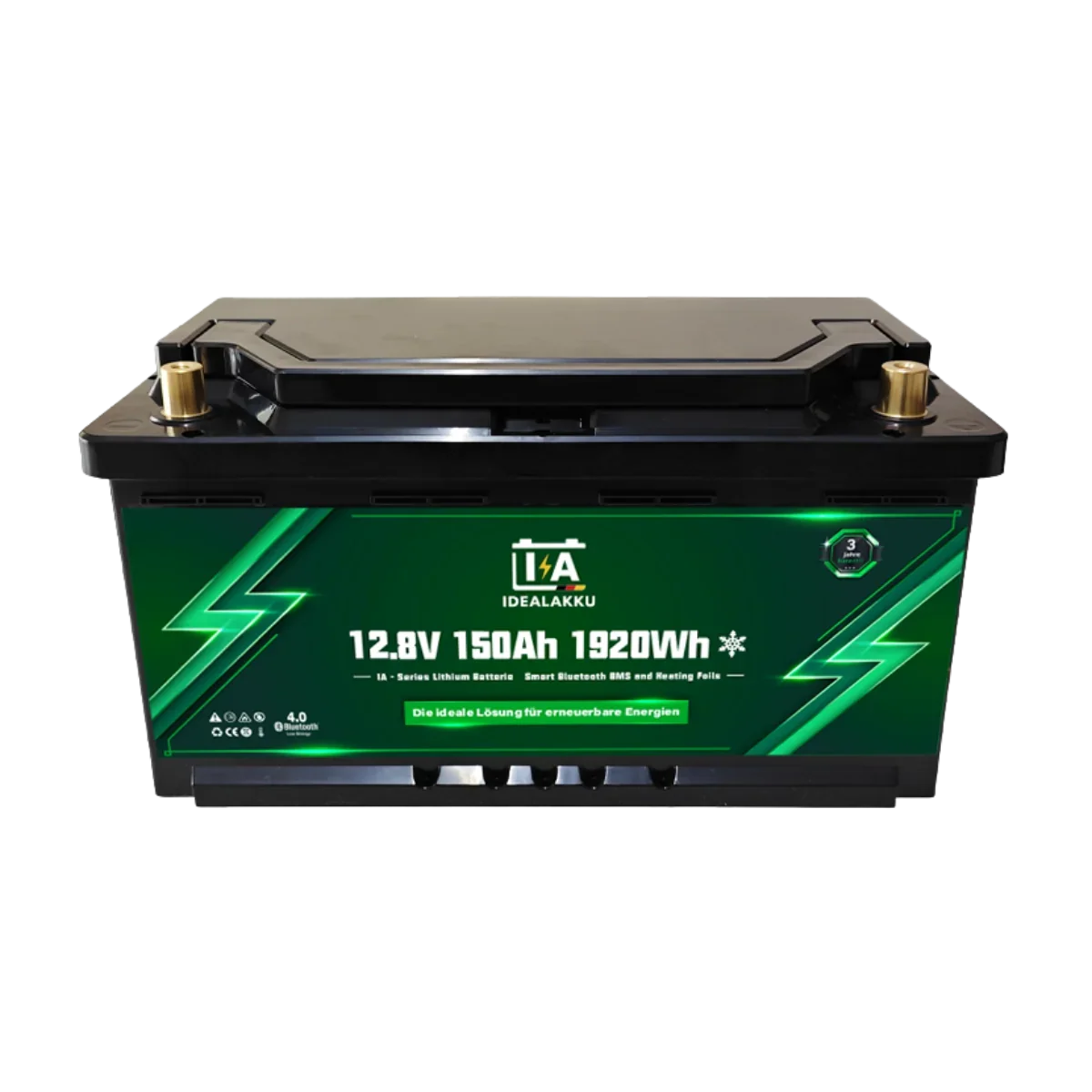 Batterie LiFePO4 12.8V 150Ah (1920Wh) IDEALAKKU IA-12-150H – Chauffage intégré & Bluetooth Ultimatron