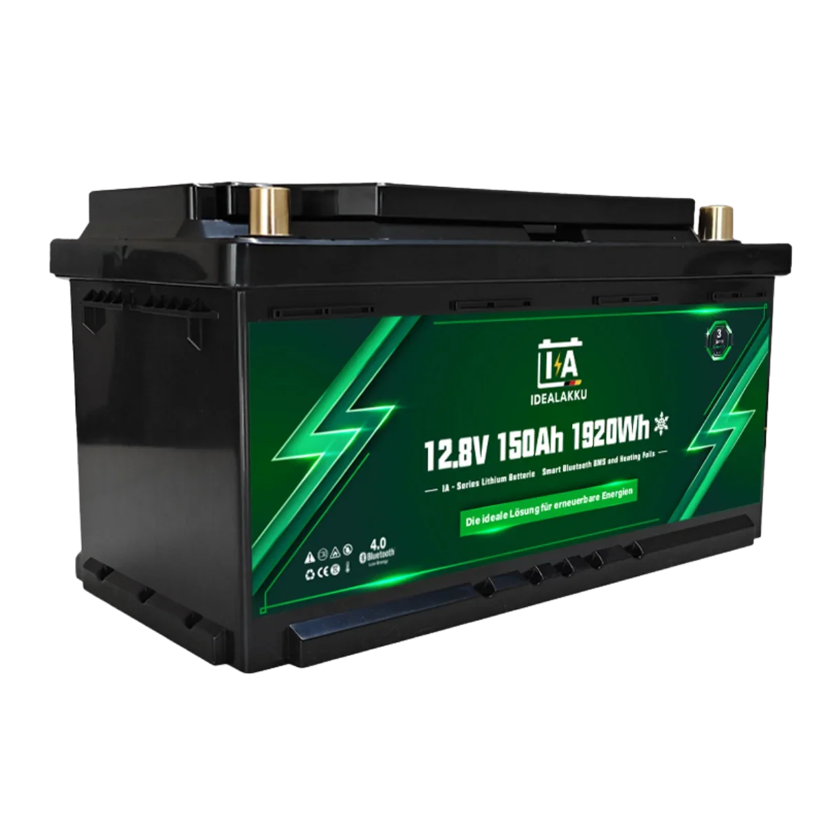 Batterie LiFePO4 12.8V 150Ah (1920Wh) IDEALAKKU IA-12-150H – Chauffage intégré & Bluetooth Ultimatron