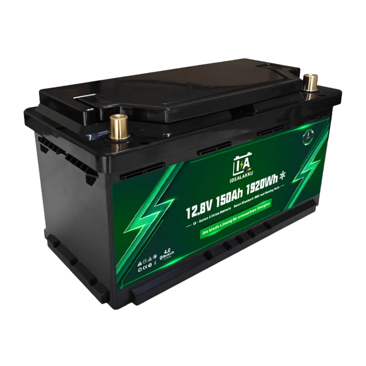 Batterie LiFePO4 12.8V 150Ah (1920Wh) IDEALAKKU IA-12-150H – Chauffage intégré & Bluetooth Ultimatron