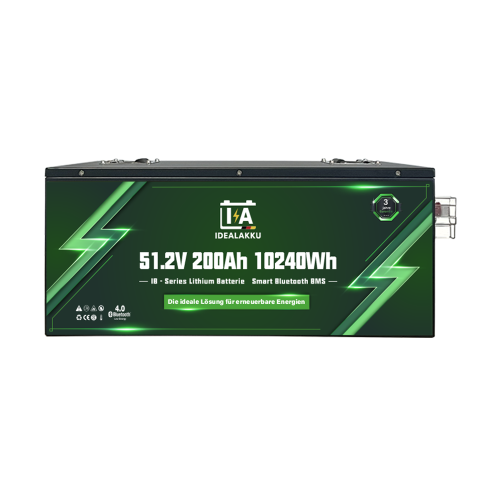 Batterie Lithium LiFePO4 48V 200Ah IB-48-200 IDEALAKKU – 51.2V 10240Wh Bluetooth BMS intégré