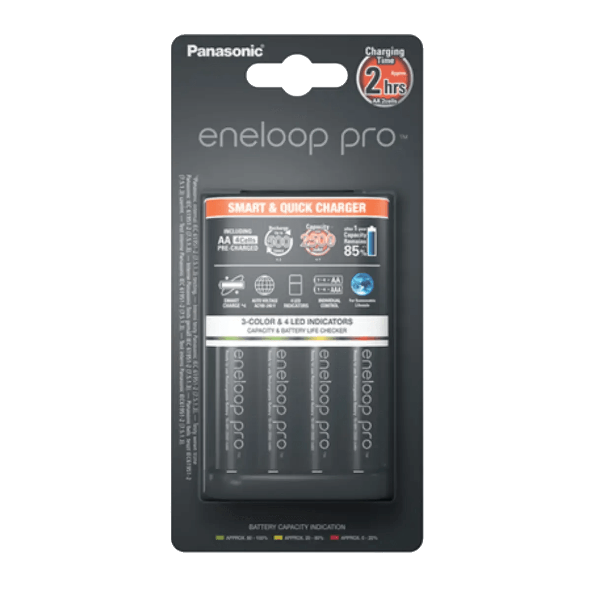 Chargeur rapide et intelligent avec 4 batteries Panasonic Eneloop Pro