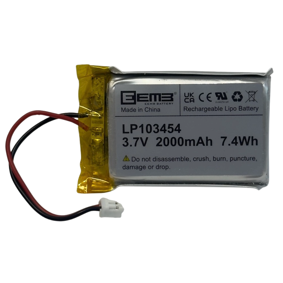 Batterie 103454 LiPo 3.7V 2000mAh