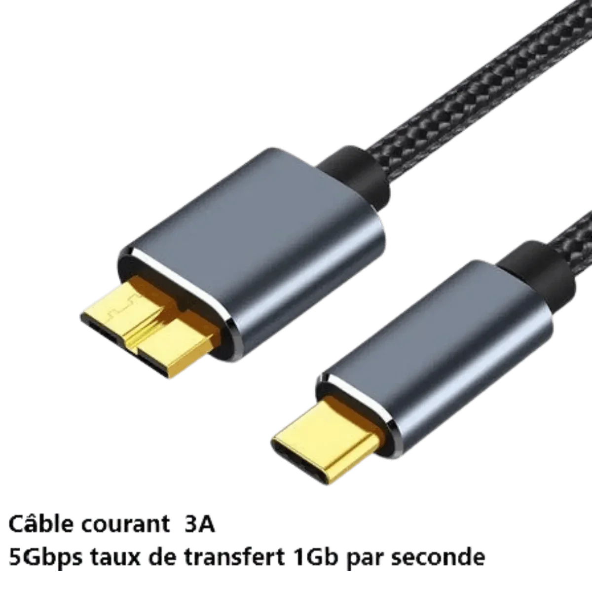 Câble de transfert micro B male vers USB-C